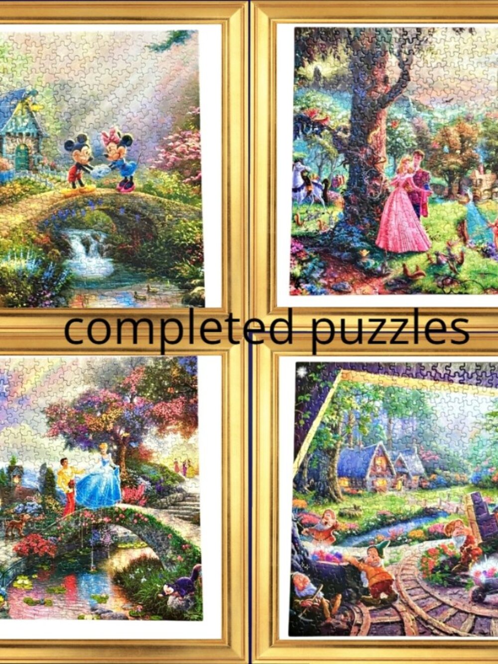 Thomas Kinkade Disney 4 Pack Puzzles 500 pcs Cinderella Snow White Aurora Mickey